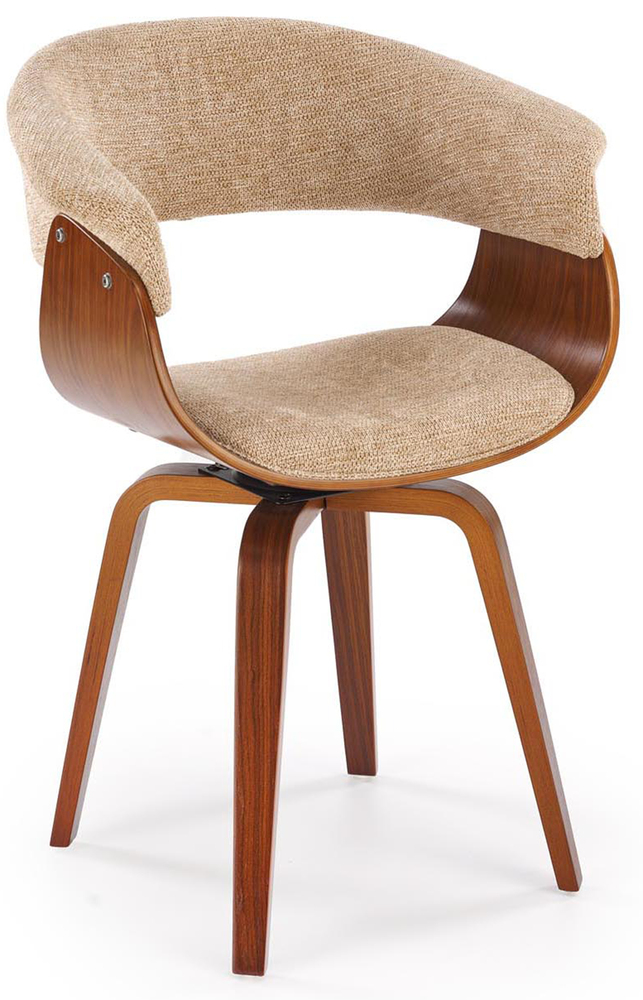 SELSEY Krzesło drewniane Rebtes orzech/ beżowa tkanina