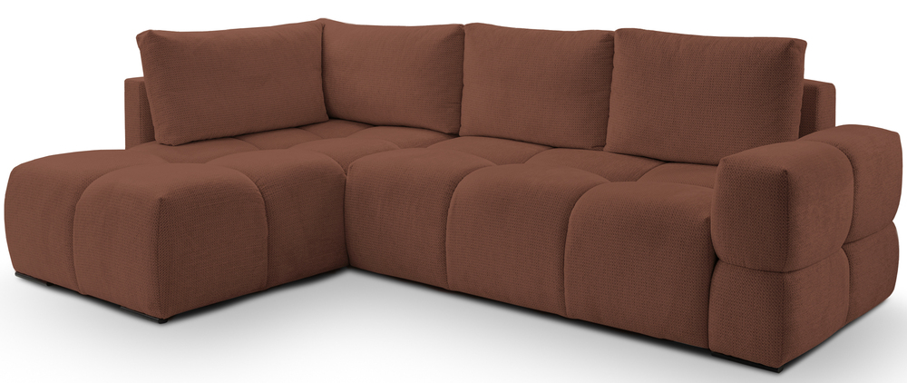 SELSEY Narożnik z funkcją spania Taremi L-kształtny uniwersalny z pojemnikiem miedziany szenil hydrofobowy