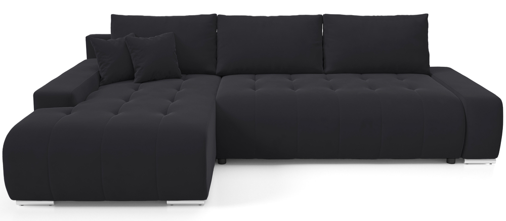 SELSEY Narożnik z funkcją spania Magliano L-kształtny lewostronny z pojemnikiem grafitowy welur