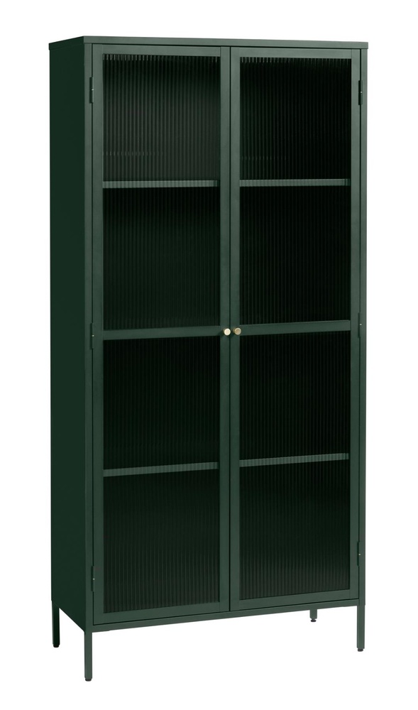 SELSEY Witryna metalowa Avensunly 190 cm z przeszkleniem zielona