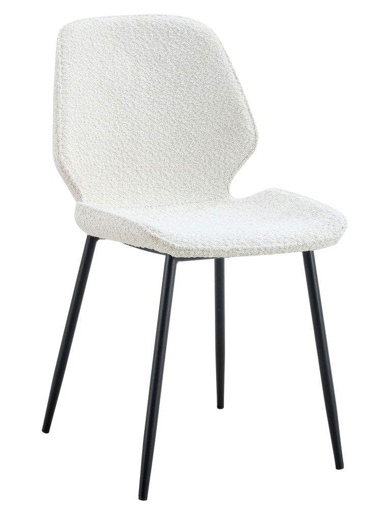 SELSEY Krzesło tapicerowane Rablart kremowa tkanina typu teddy na czarnych nóżkach