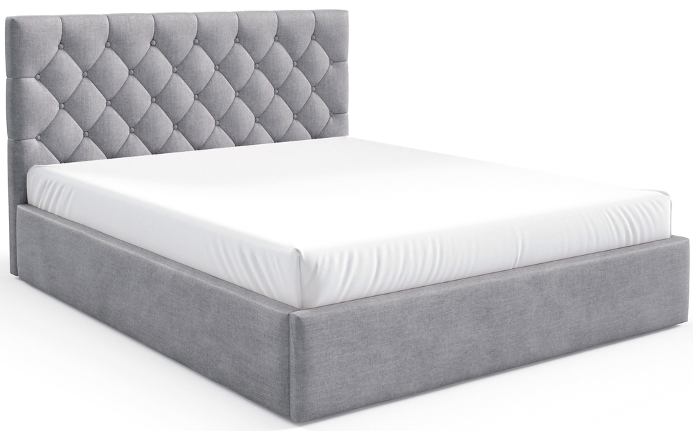 SELSEY Łóżko tapicerowane 160x200 cm Aurevia z pojemnikiem jasnoszare welur