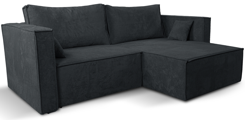 SELSEY Narożnik z funkcją spania Ontaro L-kształtny uniwersalny z pojemnikiem ciemnoszary sztruks