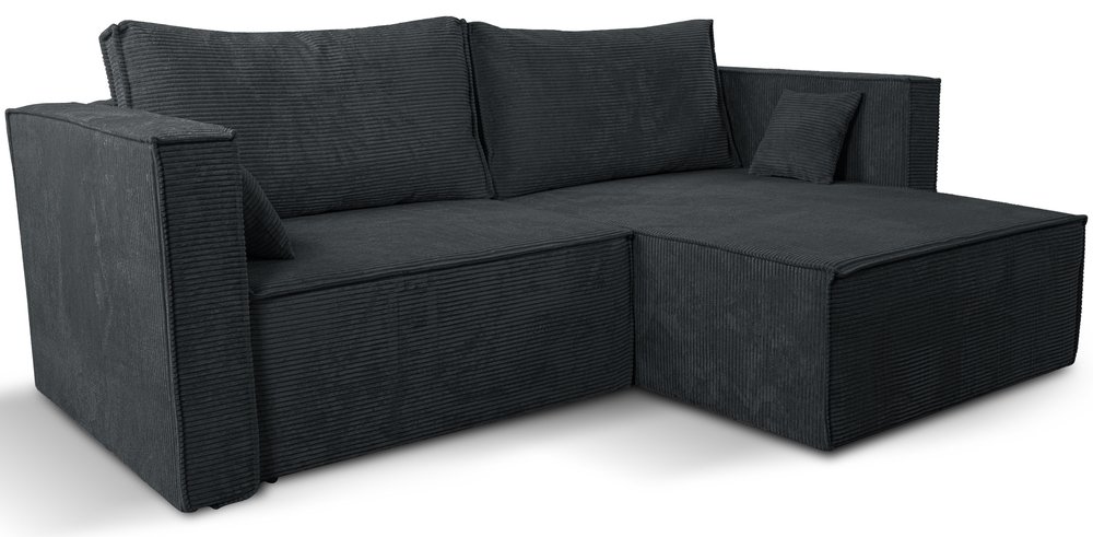 SELSEY Narożnik z funkcją spania Ontaro L-kształtny uniwersalny z pojemnikiem ciemnoszary sztruks