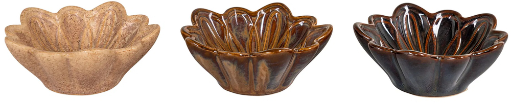 SELSEY Zestaw trzech świeczników Fableal beżowe / brązowe