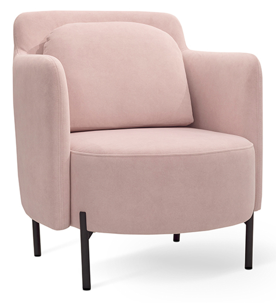 SELSEY Fotel kubełkowy Venessel różowy welur łatwoczyszczący na czarnych nóżkach
