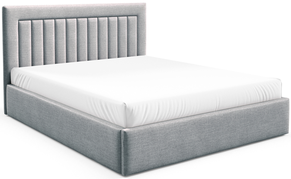 SELSEY Łóżko tapicerowane 160x200 cm Averin z pojemnikiem jasnoszare welur