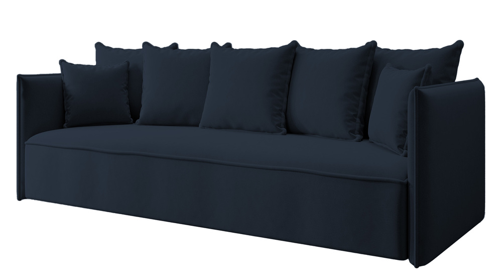 SELSEY Kanapa rozkładana trzyosobowa Calabrio z pojemnikiem velvet granatowa łatwoczyszcząca