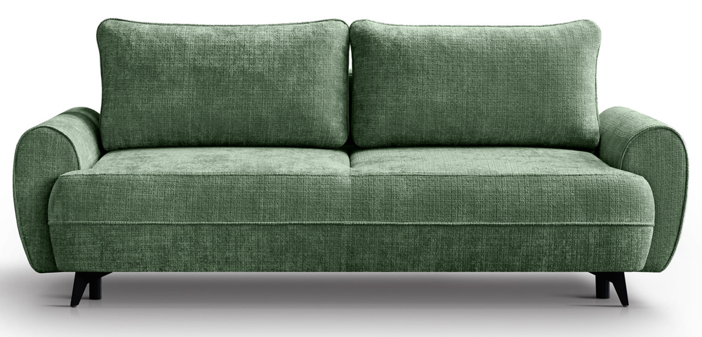 SELSEY Kanapa rozkładana trzyosobowa Cremona z pojemnikiem zielona szenil