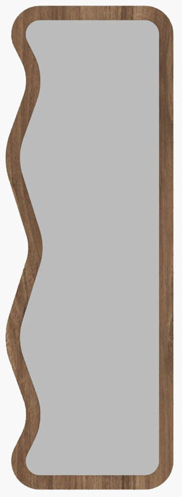 SELSEY Lustro stojące Asel 160x50 cm w ciemnobrązowej ramie z asymetrycznymi falami