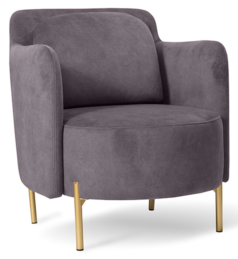 SELSEY Fotel kubełkowy Venessel szary welur łatwoczyszczący na złotych nóżkach