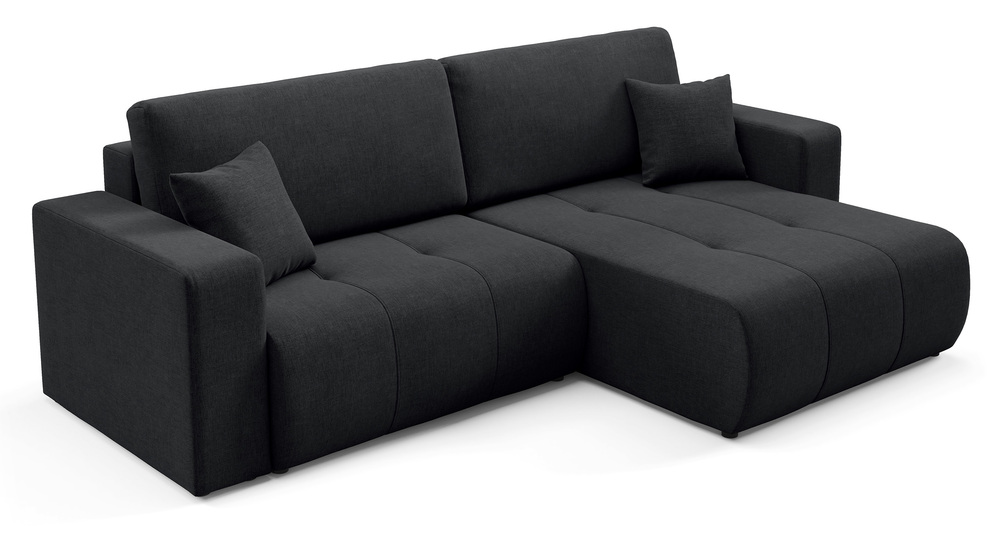 SELSEY Narożnik z funkcją spania Wind L-kształtny uniwersalny z pojemnikiem grafitowy szenil