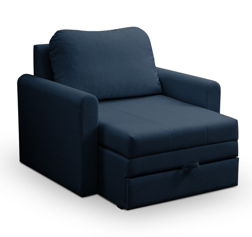 SELSEY Fotel rozkładany Dejano granatowy plecionka