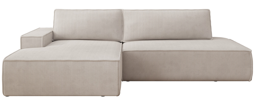 SELSEY Narożnik z funkcją spania Felicjo L-kształtny lewostronny z pojemnikiem szarobeżowy sztruks