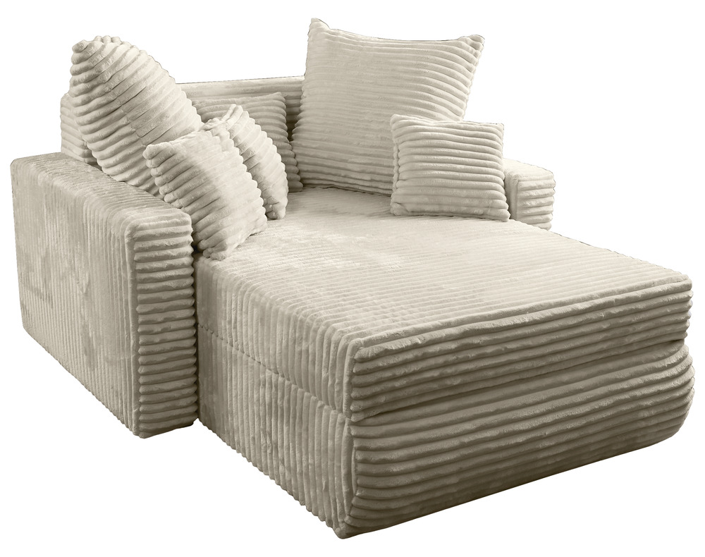 SELSEY Leżanka Leoppa z pojemnikiem jasnobeżowa gruby sztruks