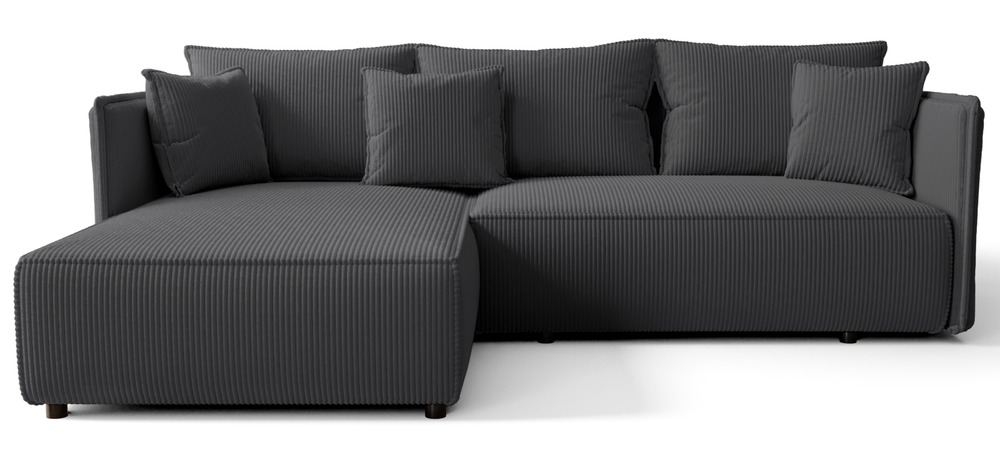 SELSEY Narożnik z funkcją spania Serelto L-kształtny lewostronny z pojemnikiem ciemnoszary sztruks