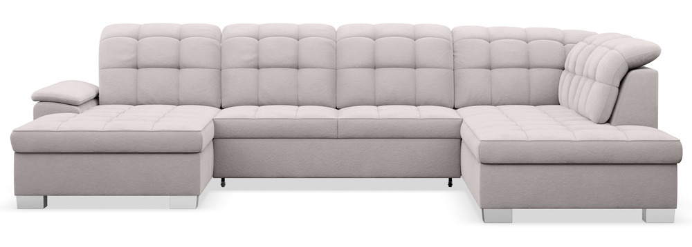 SELSEY Narożnik z funkcją spania Jamaal U-kształtny lewostronny z pojemnikiem jasnoszary welur hydrofobowy