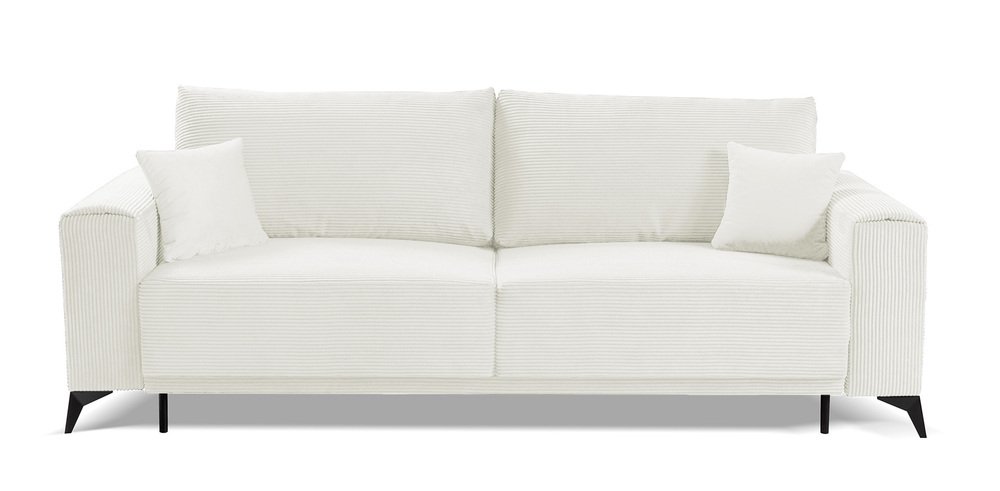 SELSEY Kanapa rozkładana trzyosobowa Jokiranta z pojemnikiem kremowa sztruks