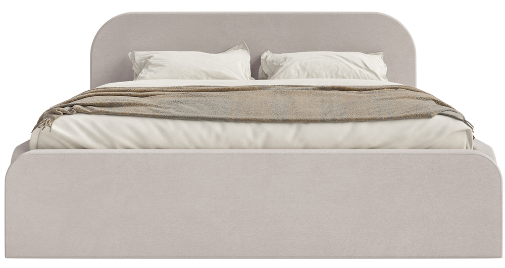 SELSEY Łóżko tapicerowane 200x200 cm Umike z pojemnikiem beżowe welur hydrofobowy