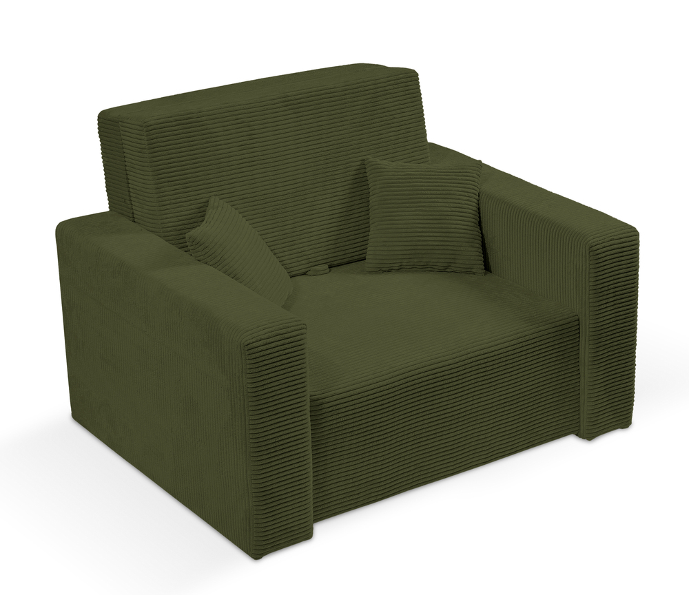 SELSEY Amerykanka jednoosobowa Peroso oliwkowa z pojemnikiem sztruks