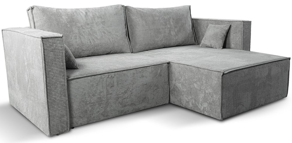 SELSEY Narożnik z funkcją spania Ontaro L-kształtny uniwersalny z pojemnikiem jasnoszary sztruks