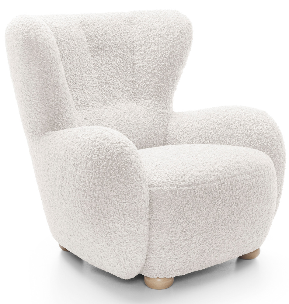 SELSEY Fotel kubełkowy Milele kremowy boucle nogi buk