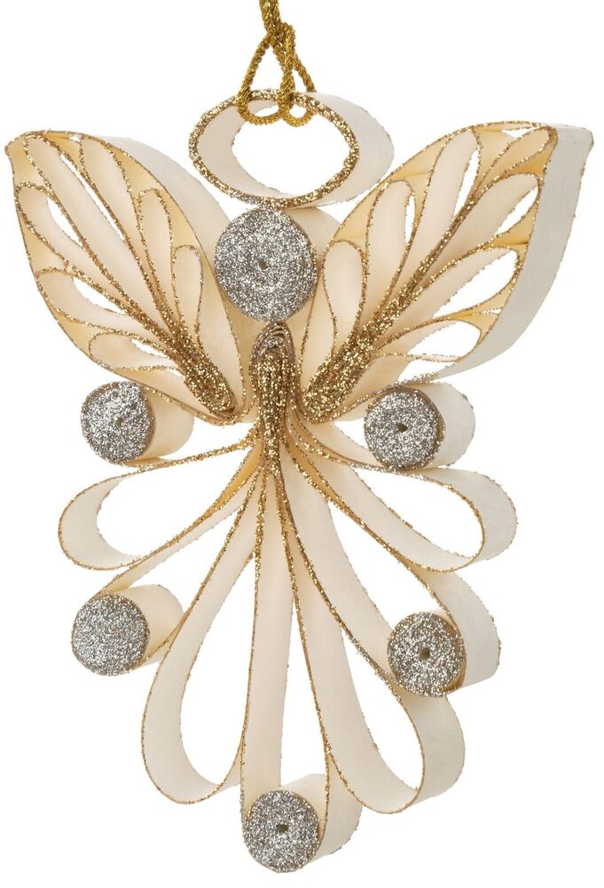 SELSEY Zestaw trzech ozdób choinkowych Ocelly srebrno-kremowe aniołki