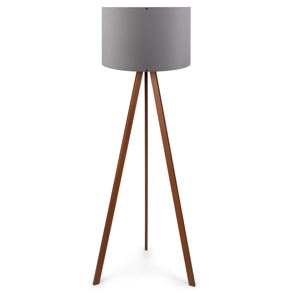 SELSEY Lampa podłogowa Salika szara na brązowym stelażu