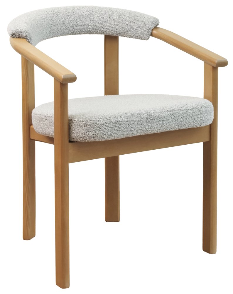 SELSEY Krzesło drewniane do jadalni Fingly dąb olejowany/jasnoszare boucle