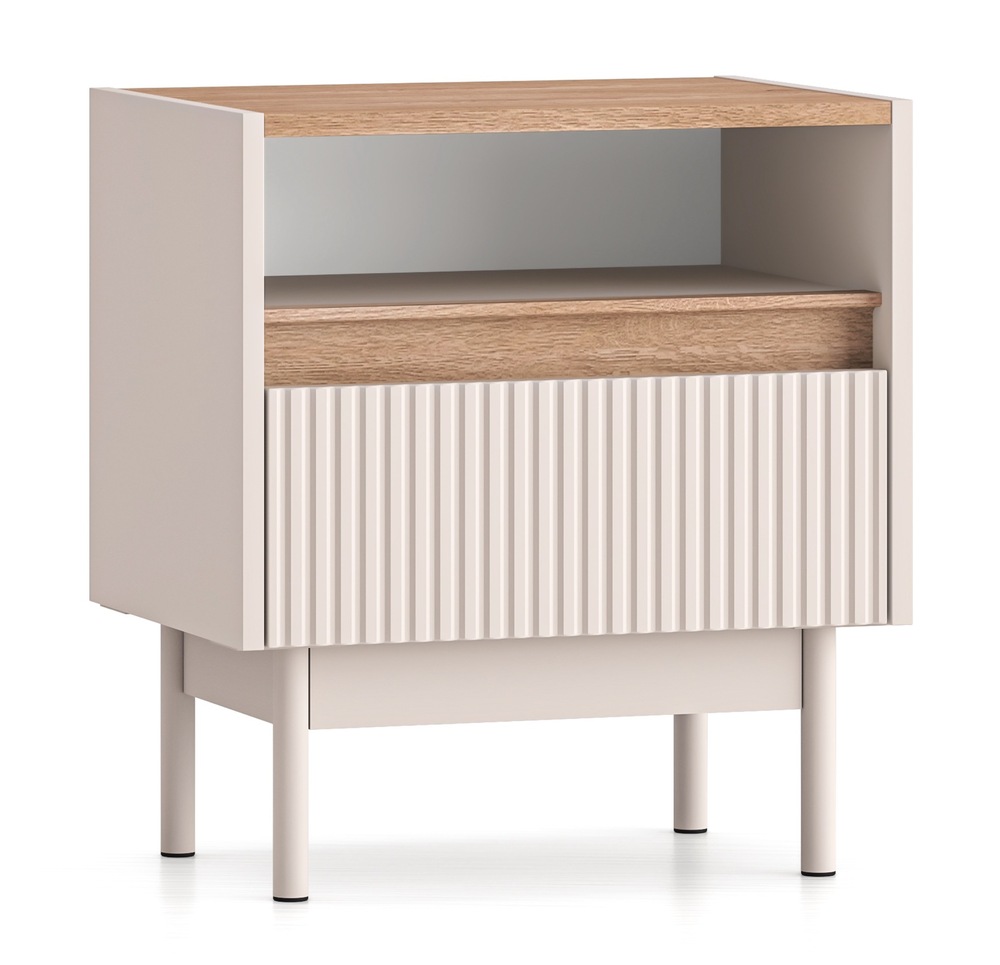 SELSEY Szafka nocna Dunea z szufladą 50 cm kaszmir/dąb