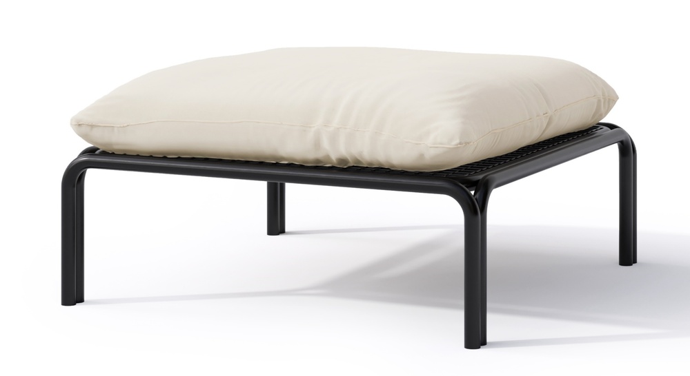 SELSEY Pufa ogrodowa Worcully 75x72 cm w tkaninie hydrofobowej beżowa/ czarny stelaż