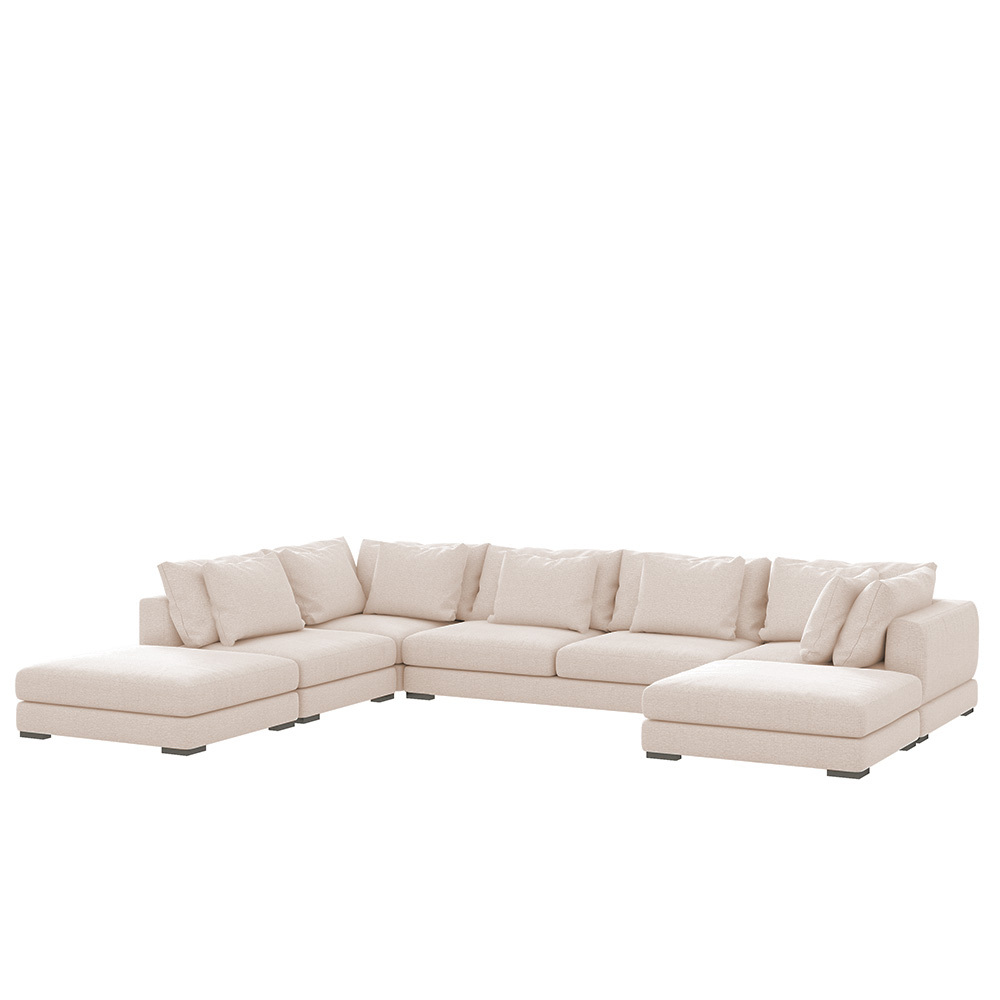 SELSEY Narożnik modułowy Mia U-kształtny duży beżowy w tkaninie łatwoczyszczącej