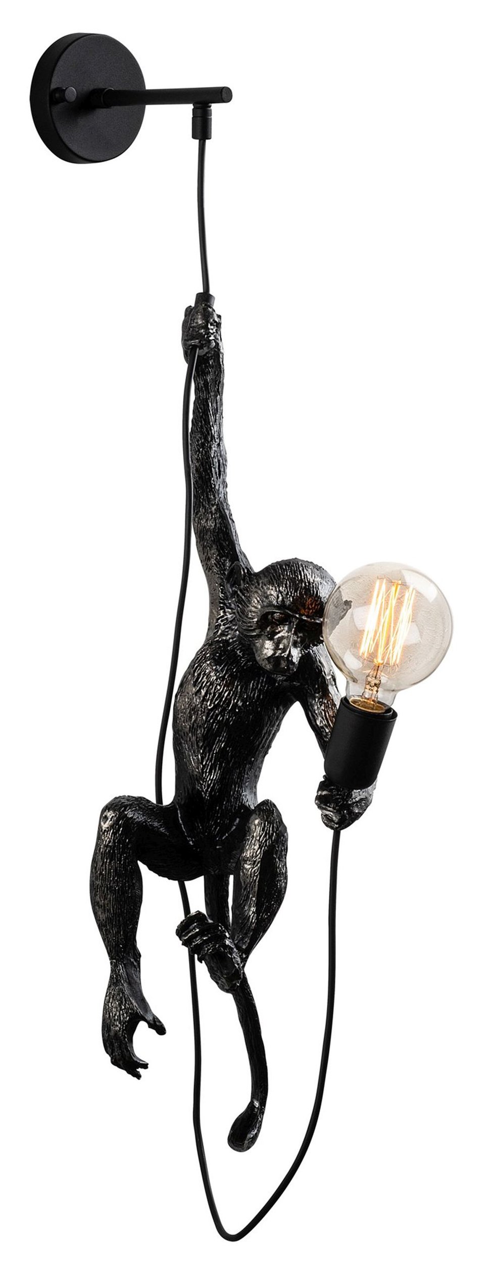 SELSEY Lampa ścienna Proffitz z małpką czarna