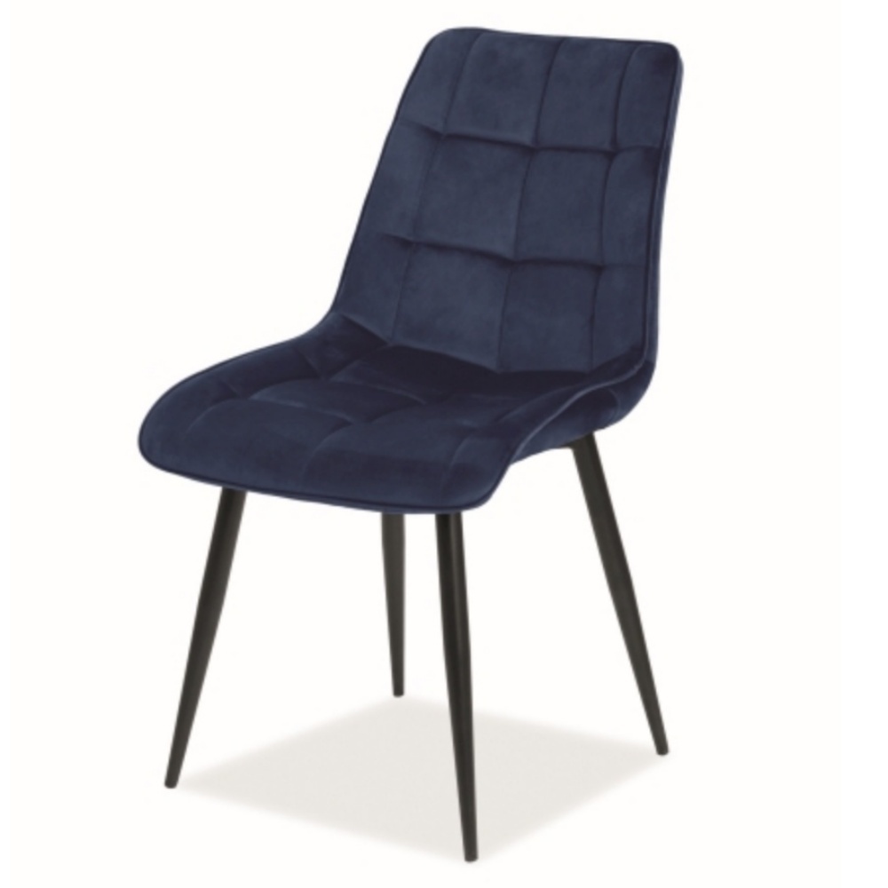 SELSEY Krzesło tapicerowane Briare granatowe na czarnych nóżkach