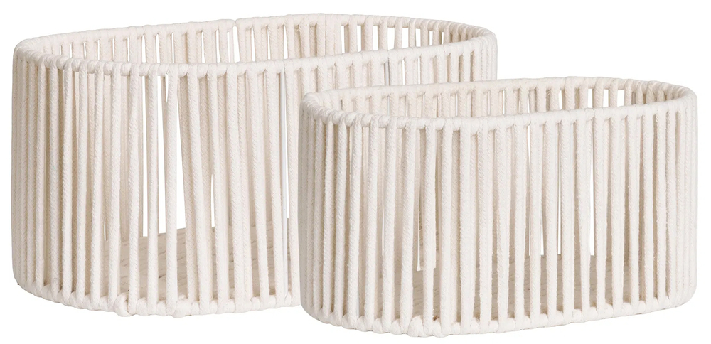 SELSEY Zestaw dwóch koszy Arese kremowe