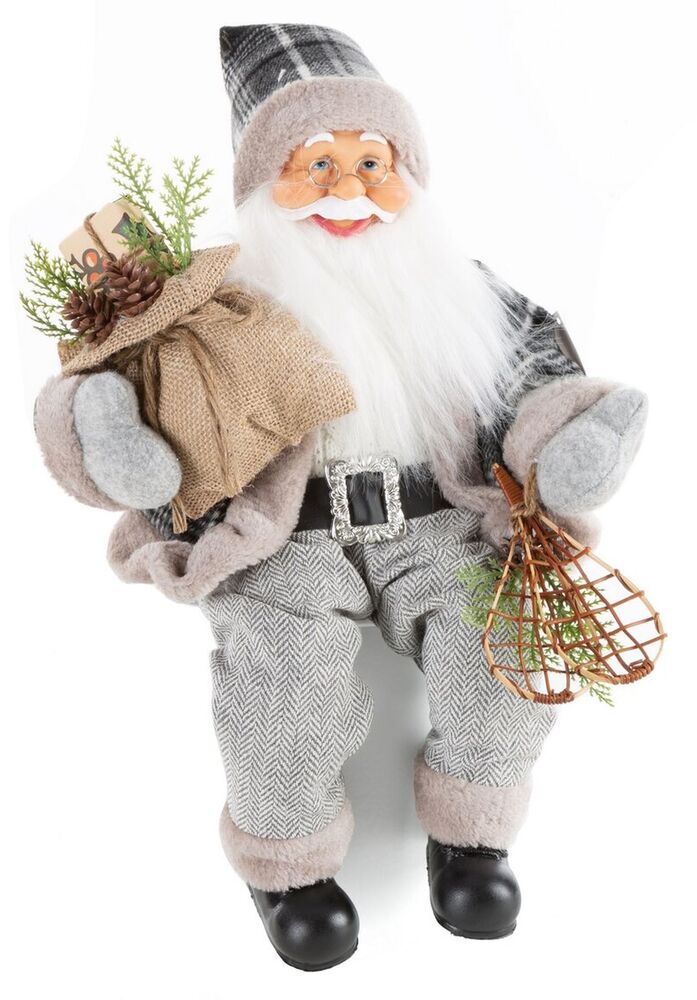 SELSEY Figurka świąteczna Mikołaj 40 cm szary