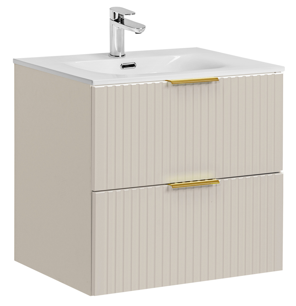 SELSEY Szafka łazienkowa dwuszufladowa Temirni z umywalką 60 cm beżowa