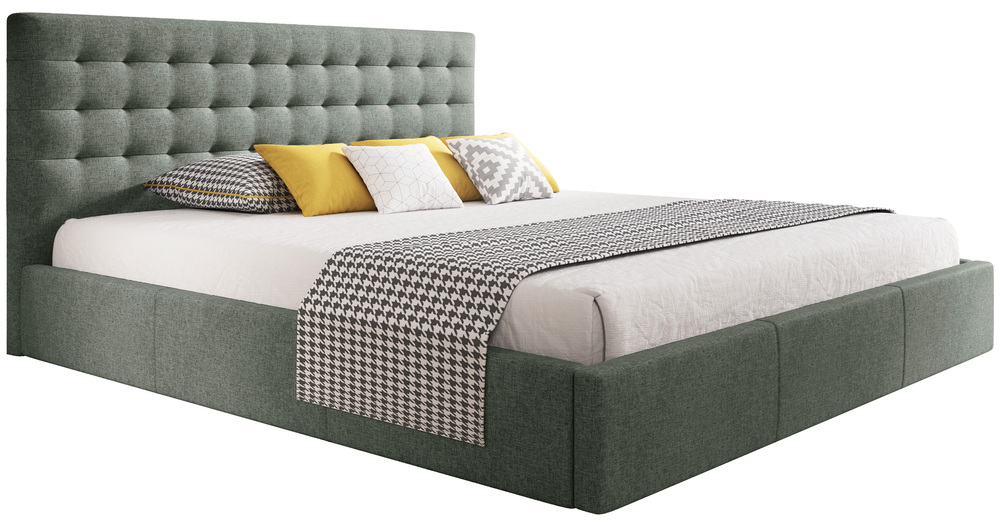 SELSEY Łóżko tapicerowane 180x200 cm Veramo z pojemnikiem szałwiowe plecionka