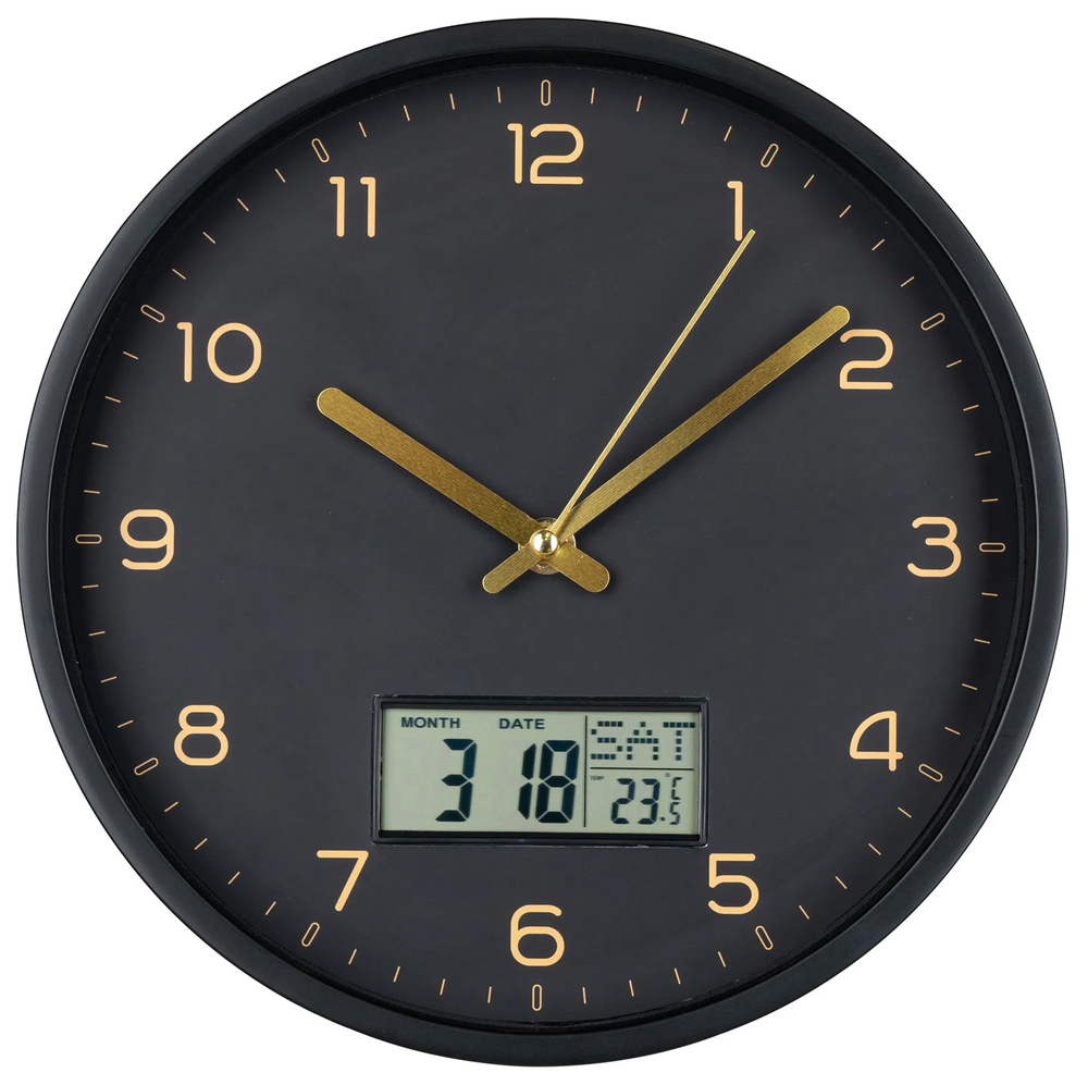 SELSEY Zegar ścienny Amiens średnica 25 cm czarno-złoty