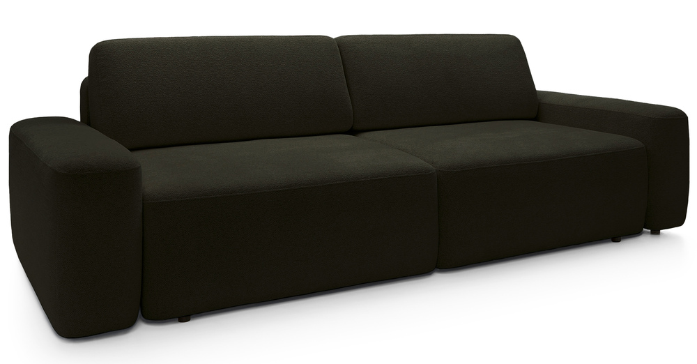 SELSEY Kanapa rozkładana trzyosobowa Baleo z pojemnikiem oliwkowa szenil