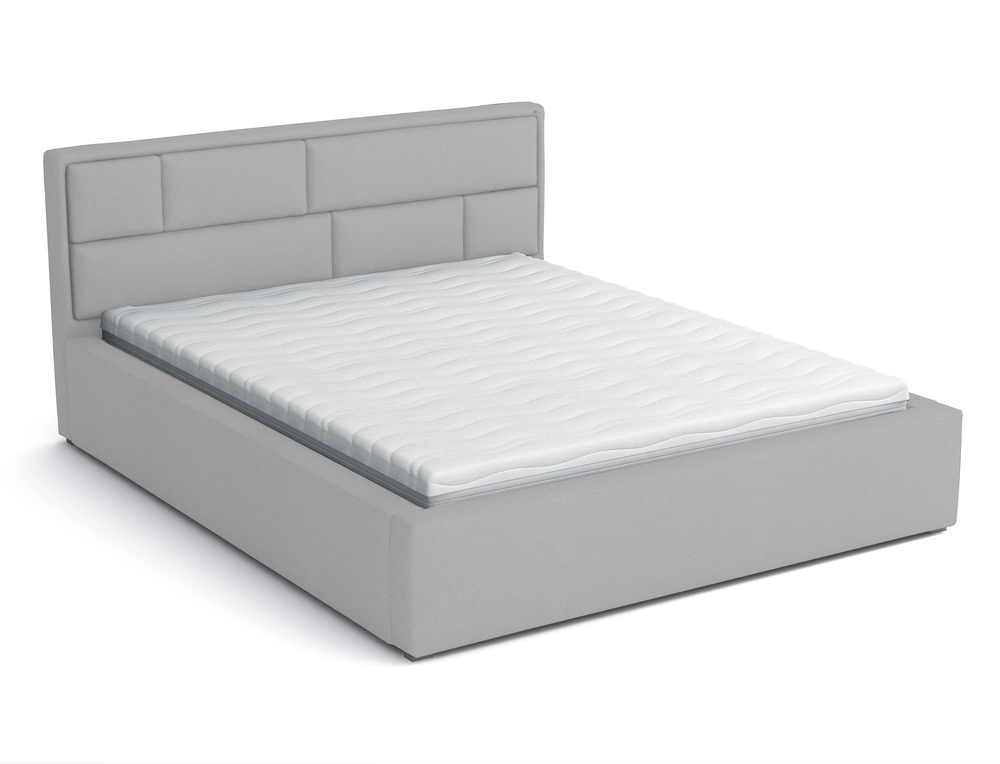 SELSEY Łóżko tapicerowane 180x200 cm Nubero jasnoszare plecionka hydrofobowe