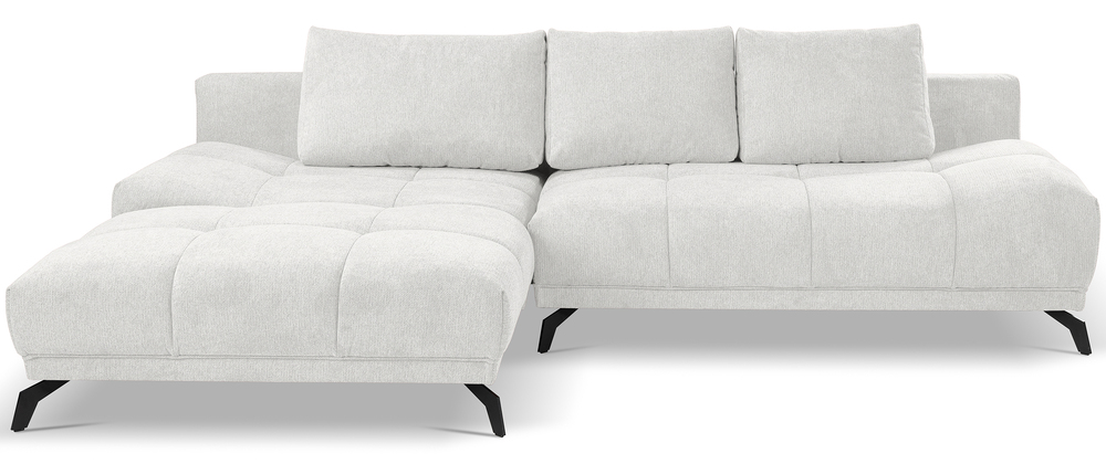 SELSEY Narożnik z funkcją spania Felipe L-kształtny lewostronny z pojemnikiem biały szenil hydrofobowy