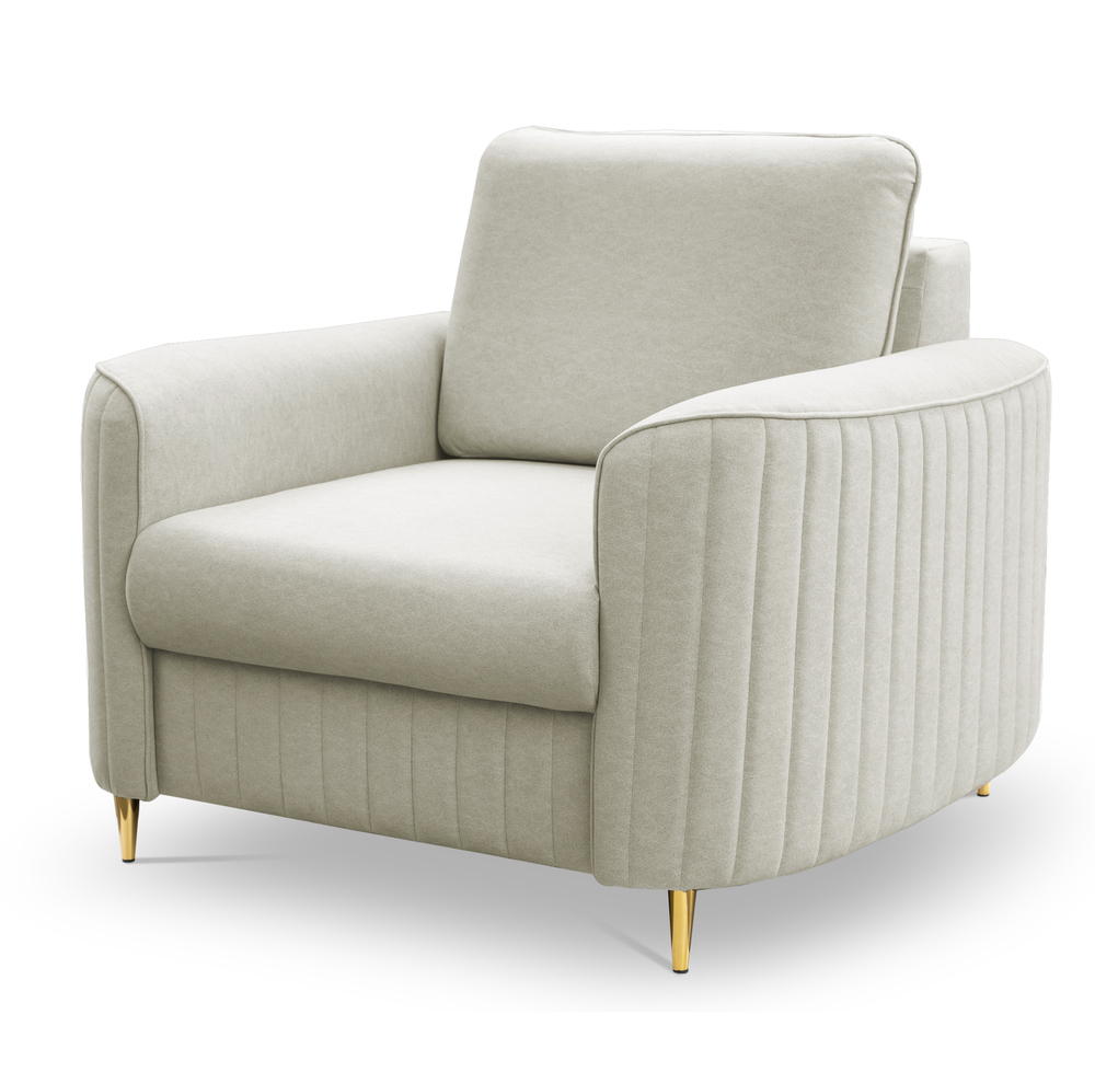 SELSEY Fotel kubełkowy Pantano jasnobeżowy velvet łatwoczyszczący