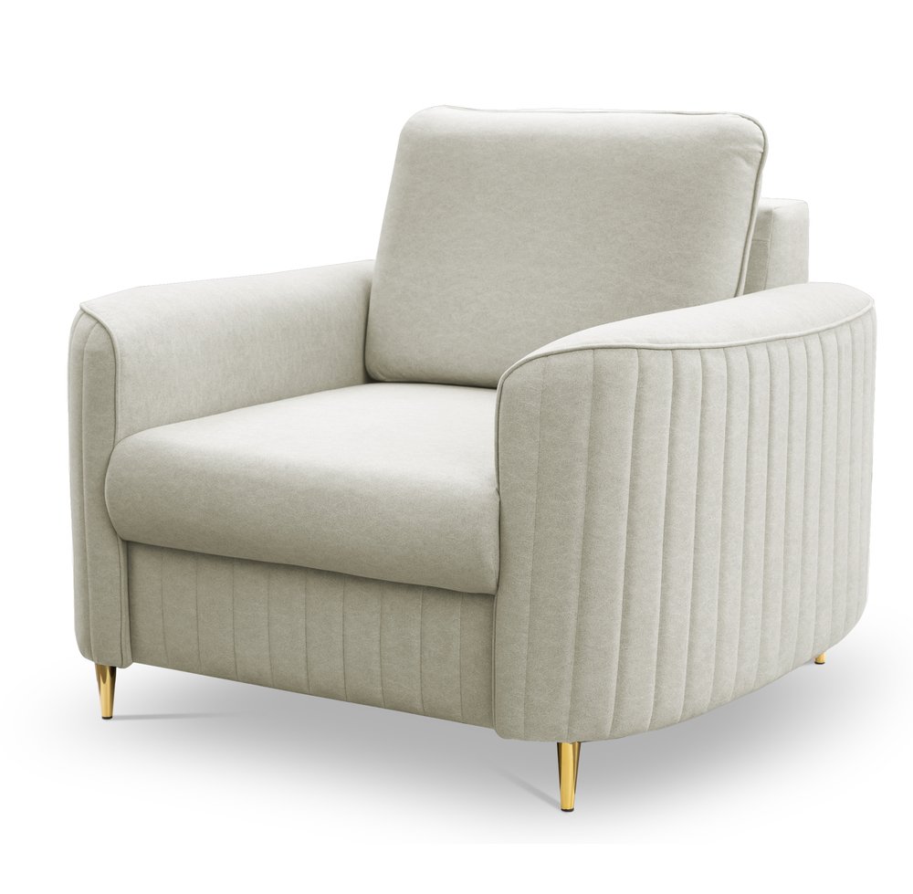 SELSEY Fotel kubełkowy Pantano jasnobeżowy velvet łatwoczyszczący