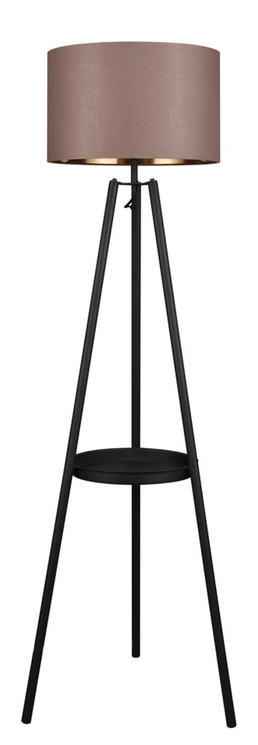 SELSEY Lampa podłogowa Colette czarna z brązowo-złotym kloszem