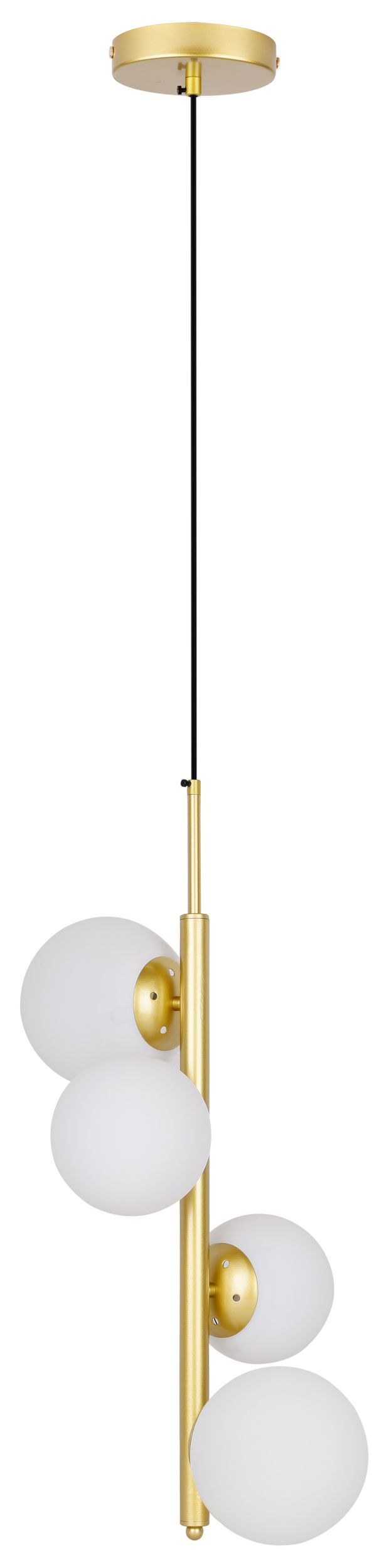 SELSEY Lampa wisząca Cordel x4 mosiężna z białymi kloszami