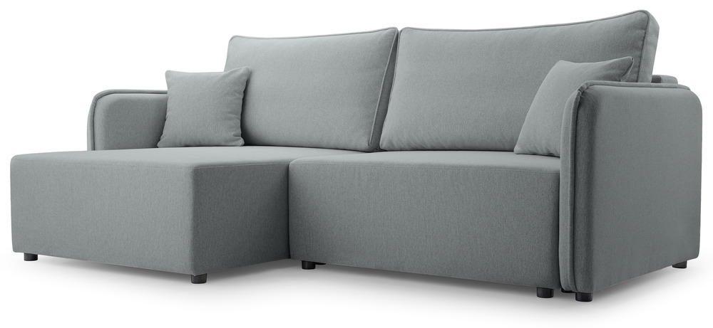 SELSEY Narożnik z funkcją spania Kassian L-kształtny lewostronny z pojemnikiem jasnoszary plecionka