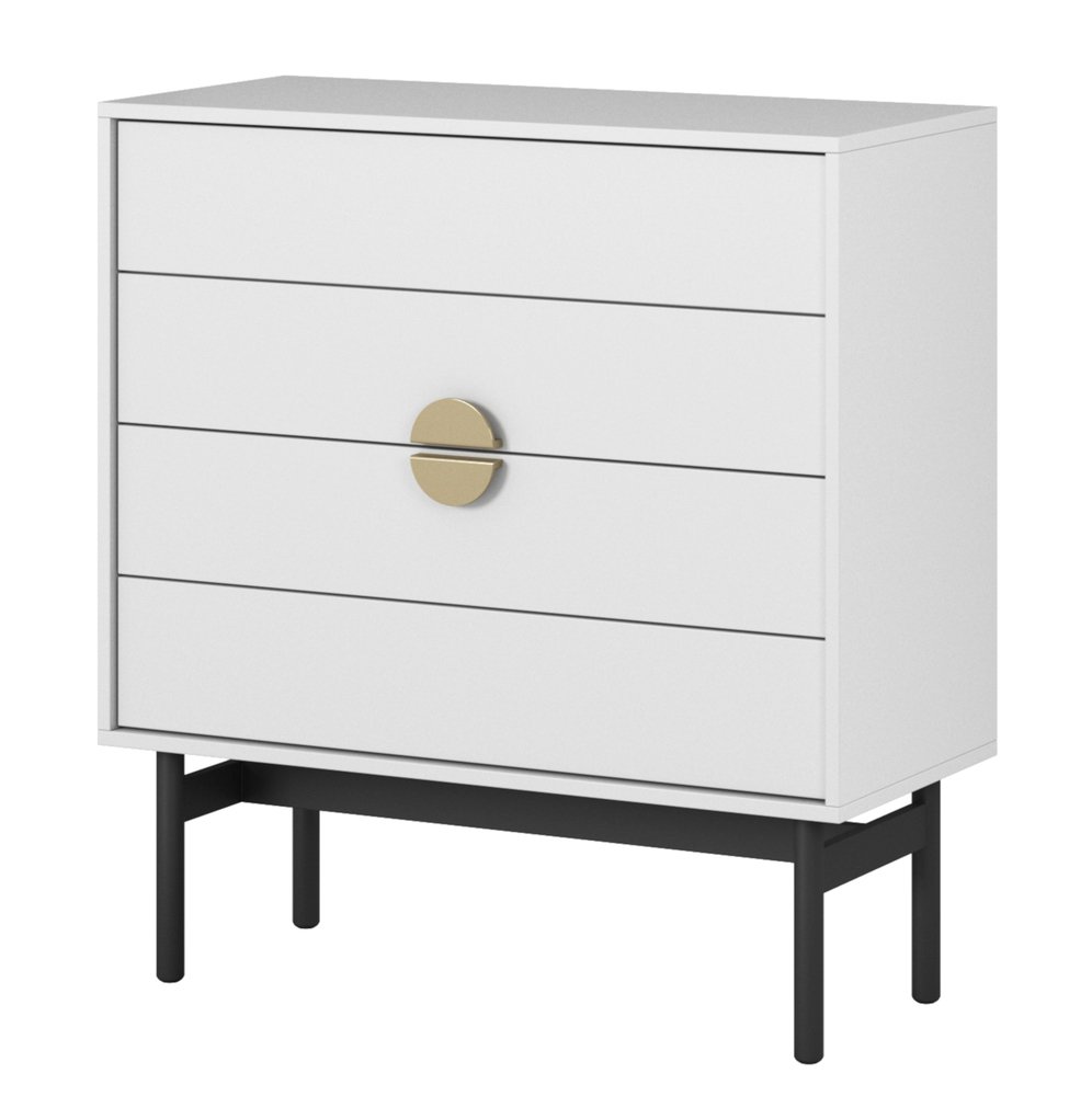 SELSEY Komoda Stoon z czterema szufladami 85 cm Biała