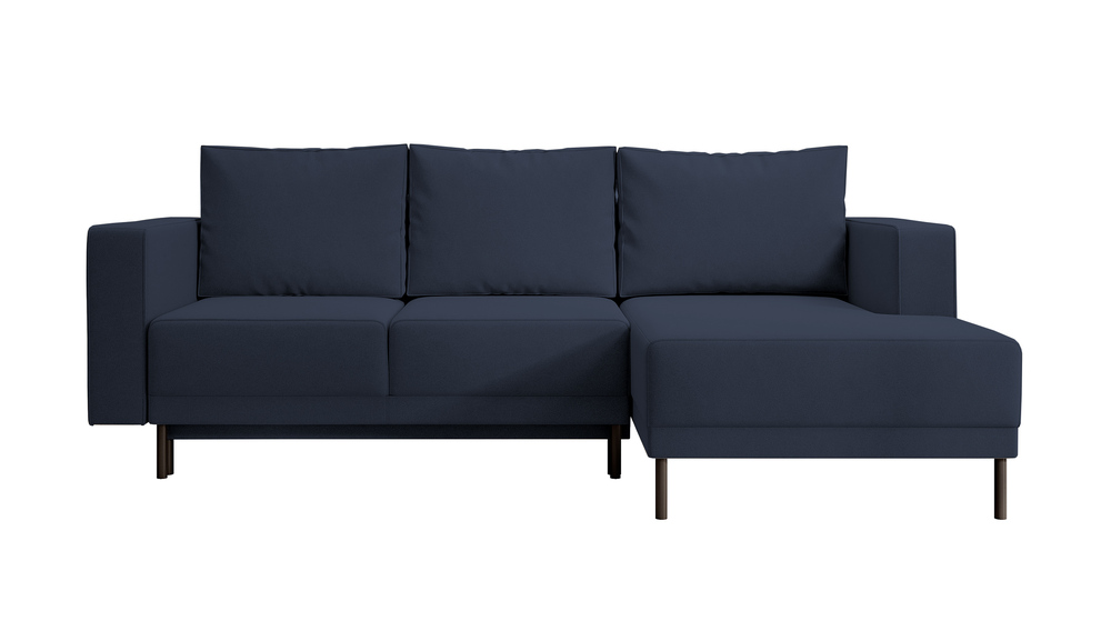 SELSEY Narożnik z funkcją spania Rodario mini L-kształtny z pojemnikiem granatowy welur łatwoczyszczący prawostronny