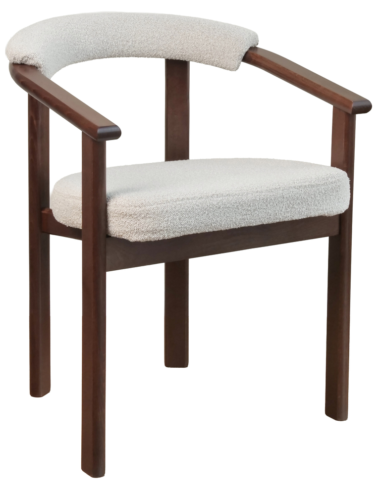 SELSEY Krzesło drewniane do jadalni Fingly orzech jasny/beżowe boucle